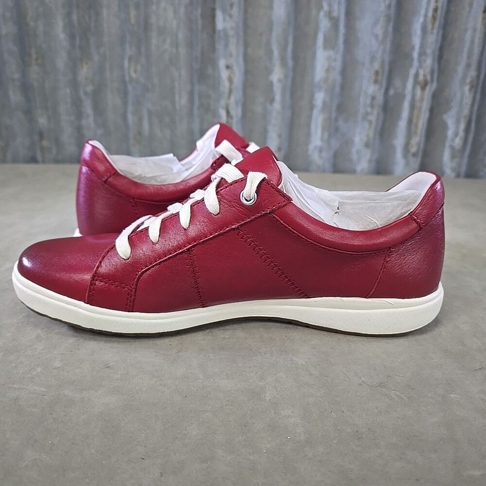 Josef Seibel Caren 01 Red Leather Sneakers Casual Shoes Sz 38 US 7.5 NIB - Picture 8 of 10